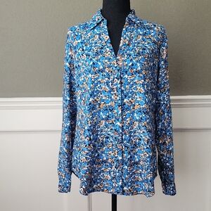 Ann Taylor Blue Floral Blouse